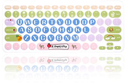 MMDW English Silicone Keyboard Cover Compatible for Logitech K380 Multi-Device Bluetooth Keyboard,Happy Day