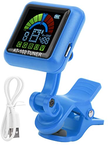 Clip-On Stimmgerät Gitarren Tuner Violin Tuner USB Wiederaufladbarer Eingebauter Akku Violin Ukulelen Tuner AT-102 mit Farbbildschirm(AT-102 Weiß)
