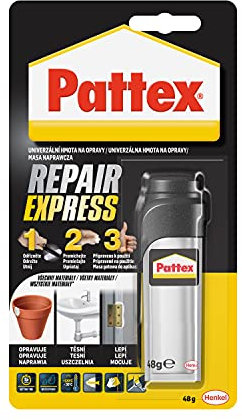 Pattex Repair Express, masa reparadora universal, adhesivo de sellado sin disolventes, masa epoxi de dos componentes de alta velocidad, tubo 1x48 g