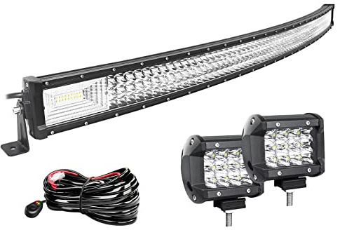 Willpower Led Lichtleiste Bar 52 + Arbeitsscheinwerfer 4 für 12V 24V Auto | Light Bar Balken 675W, 2X Scheinwerfer Zusatzscheinwerfer 60W, mit Kabelbaum, Offroad Beleuchtung für Traktor Boot KFZ ATV