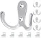 Bolatus Lot de 5 patères argentées vintage double crochet mural en métal rétro à visser pour cuisine, salle de bain, mur