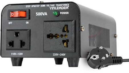 Yinleader 500 VA 230 V fino a 110 V USA Trasformatore di tensione a nucleo toroidale - Ingresso: 220 V / Uscita: 110 V e 220 V