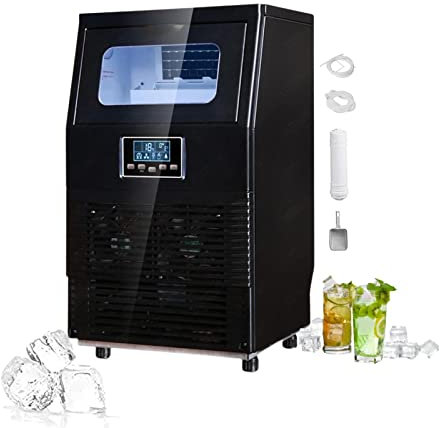PanHuiWen Máquina para Hacer Hielo Comercial Maquina de Hielo Portatil 40KG en 24 H MáQuina De Hacer Hielo para Casa Barata 2 Tamaños de Cubitos para El Hogar, Fiesta, Barra, Casa