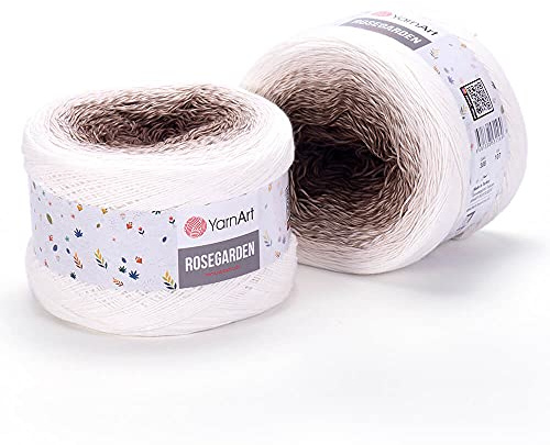 Yarn Art Blumen Rosegarden Baumwollgarn, 100% Baumwolle, 250 g, 900 m, mehrfarbig, Regenbogenfarben, Häkelgarn, Frühling Sommer (308)