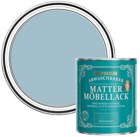 Rust-Oleum blau Möbelfarbe mit Matt-Finish, geruchsarm und wasserbasiert für Innenholz - Porzelanblau 750ML