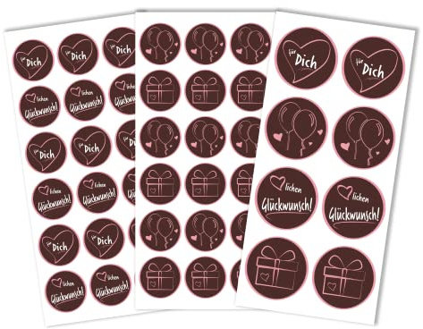 Geburtstagssticker braun | 44 Stk. Aufkleber für Geburtstage | rund 4,5 cm und 3 cm DIY