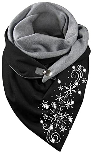Samnuerly Winter-Frauen-Schal mit Knopf Wrap schwarz Print Schals Tücher für Dreiecksschal Lässiger weicher Schal Halstuch (Color : A, Size : One Size) (E One Size)
