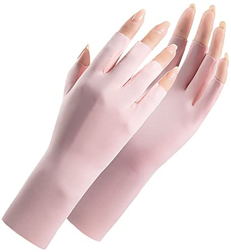 Utaly Fingerlose Handschuhe für Damen, Sonnenschutz, rutschfest, UV-Schutz, Fahren, Reithandschuhe, Sommer, Outdoor-Handschuhe für Frauen und Mädchen, Pink, Fingerless Gloves