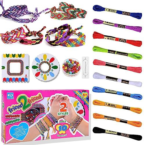 WIRSHO Freundschaftsbänder Selber Machen Kinder, Mädchen Freundschaftsarmband Bastelset für Kinder ab 8 Jahre, Schmuck Basteln Flechtset für DIY Kunst und Handwerk- Geburtstagsgeschenk