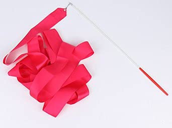 ADJAN Gymnastikband 2 Stück 2M 4M 6 Meter Buntes Gymnastik-Tanzband Rhythmische Kunstgymnastik Ballett Streamer Twirling Rod Rainbow Stick Sporttraining (Color : Rose, Size : 4m)