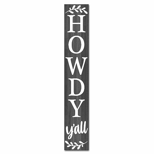 Geroclonup Willkommensschild für die Haustür für den Außenbereich – 20 x 120 cm Holz-Willkommensschild für Veranda, stehend, vertikales Howdy Y'all-Schild für Veranda-Dekoration, hohe