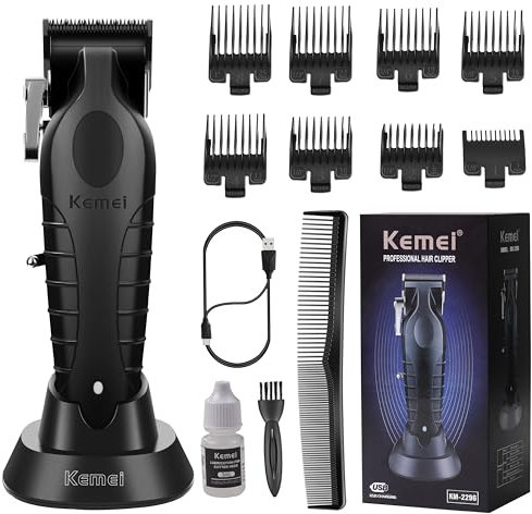 KEMEI 2296 Professional Hair Clippers for Men Cord/Cordless Hair Cutting Kits, Hair & Beard Trimmer, T Blade Barber Clippers with USB Rechargeable Gift for Men