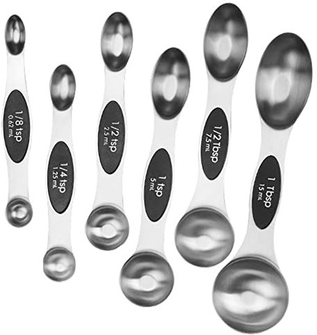 VENEKA Magnetische Messbecher Löffel Doppelseitige Küchenlöffel Edelstahl Set Messlöffel, Schwarz