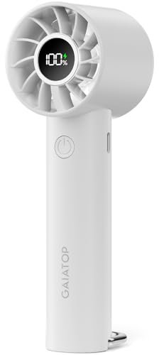 Gaiatop Portable Mini Fan, 3 Speed Handheld Fans with Power Display Flashlight, USB Rechargeable Battery, Lightweight Personal Cooling for Women Men Indoor Outdoor Travel White