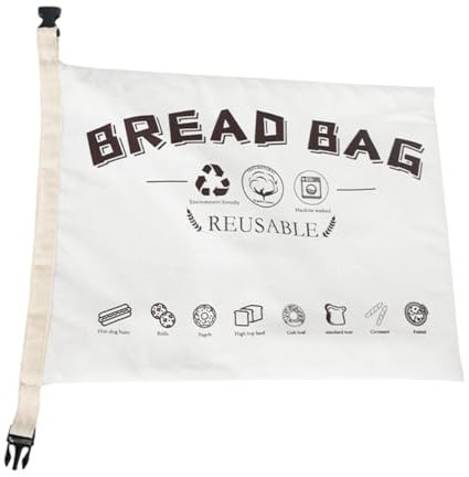 MAGICLULU Buckle Style Bread Bag Reusable Cotton Loaf Bag for Homemade Bread Storage Airtight Closure for Kitchen