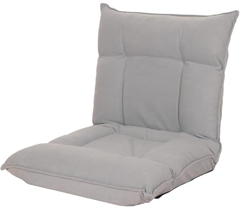 Mendler Bodensessel HWC-N44 stabiles Gestell Samt - hellgrau | Relaxsessel, Bodenkissen, Bodensofa, Klappsessel, 6 Relaxpositionen