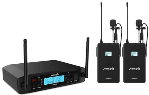 Audibax AWM 202 Sistema Inalámbrico Micrófono Lavalier de 2 Canales UHF