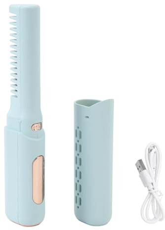 Glättungsbürste, 2-in-1, Tragbare Glättungsbürste, 3 Einstellbare Temperaturen, Anti-Verbrühung, Typ C, Kabelloser Haarglätter, Wiederaufladbarer Mini-Haarglätter für Alle