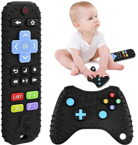 ZUOQIANG Silikon Beißring für Babys, Fernbedienung, BPA-frei, Zahnhilfe für 0-6 Monate