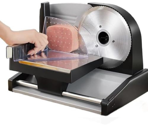 ANGDI Meat Deli Slicer, 200W Electric Food Slicer, 190mm Removable Stainless Steel Blades, 1-15mm Adjustable Thickness Slicer Machine for Bread Meat Cheese & Other Food
