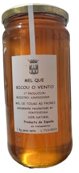 Miel de Flores Gallega 100% Natural bote de 1kg | Artesanal y Pura | Rica en Nutrientes y Antioxidantes. Miel cruda.