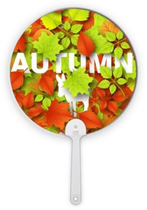 Handventilator aus Kunststoff, rund, Motiv: Laubahorn, Herbst-Esel