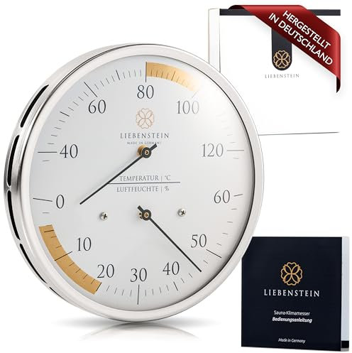Liebenstein® Sauna Thermometer Hygrometer - Made in Germany - Hochpräzise Messung der Temperatur und Luftfeuchtigkeit in der Sauna – Sauna Zubehör zwei Funktionen in einem