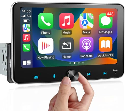 Android Autoradio 1 Din mit Bildschirm, 7 Zoll Wireless CarPlay Android Auto Radio Touch Display 64G mit Bluetooth Navi WiFi GPS FM/AM RDS SWC