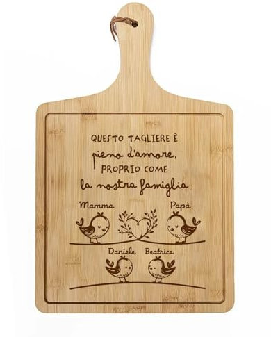 Tagliere in Legno Personalizzato con Incisione – Regalo per Famiglia, Perfetto per Mamma e Papà- questo tagliere è pieno d'amore proprio come la nostra famiglia - idea regalo Personalizzata