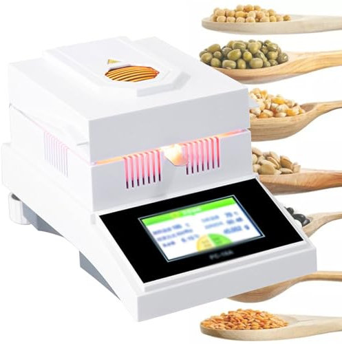 lwjunmm Feuchtigkeitsmesser Digitaler Getreide,Multifunktionales Getreide-FeuchtigkeitsmessgeräT,Feuchtigkeitsmesser Tester,Sorghum,Kakaobohnen,100g-2mg