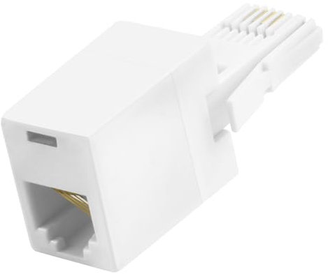 Adattatore per linea telefonica BT da presa RJ11 femmina a spina BT maschio BT a Rj11 6P4C, convertitore a 4 fili per cavo telefonico fisso del Regno Unito, estensore per modem fax e casa, bianco