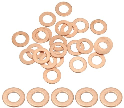 PATIKIL 25pcs Arandela de Cobre M8, Anillo de Sellado, 14x8x1mm(OD*ID*Grosor) Junta Plana Métrica Crush Accesorios Hidráulicos para Tornillos Perno Tapones de Cárter Drenaje de Aceite
