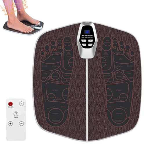Ems Fußmassagegerät Elektrisch, USB Fußmassagematte mit Fernbedienung, 8 Modi 32 Intensitäten Fußgesundheitsmassagegerät für Muskelschmerzlinderung und Durchblutungsförderung