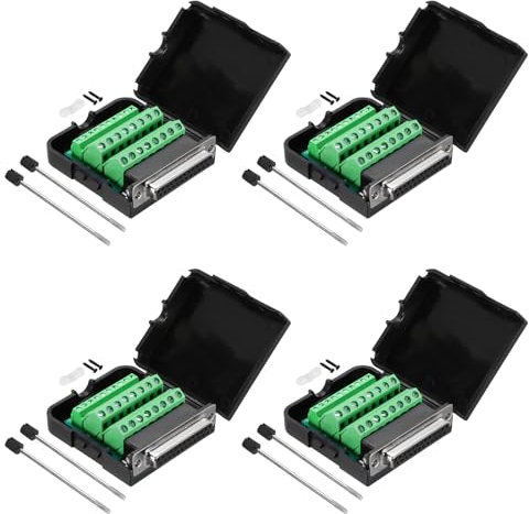 sourcing map D-sub DB9 - Conector de placa de conexión con funda, 9 pines, 2 filas, puerto hembra, adaptador de bloque de terminales sin soldadura, paquete de 4