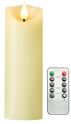 Koelaa Ljusstake, LED-ljus, flamlöst ljus, batteridrivet ljus, batteridriven ljus, batteridriven ljus med timer, fjärrkontrollljus, jul LED-ljus, ljus för öppen spis - 5,3 x 13 cm
