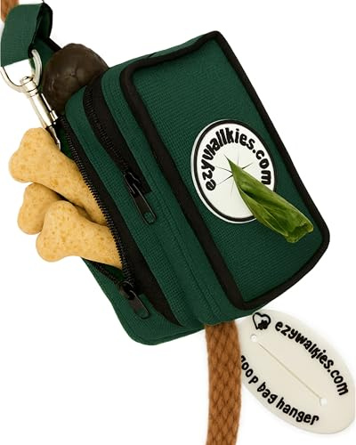 ZIP2LEAD EZY Walkies Dog Treat Pouch with Poop Bag Dispenser & Hook | Dog Walking Accessory with Dual Compartments, Universal Fit on any Lead | Compact, Durable & Weatherproof | Forest Green
