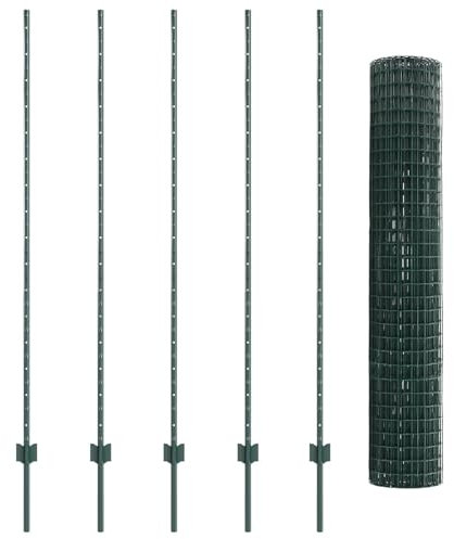 vidaXL Euro Staket med Stöd 10 x 1,6 m PVC-belagda stål Grön Mesh
