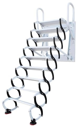 Échelle de grenier pliable – Fixation murale antidérapante Capacité de charge de 299,4 kg Gain de place Escalier pliable pour intérieur/extérieur Design pratique