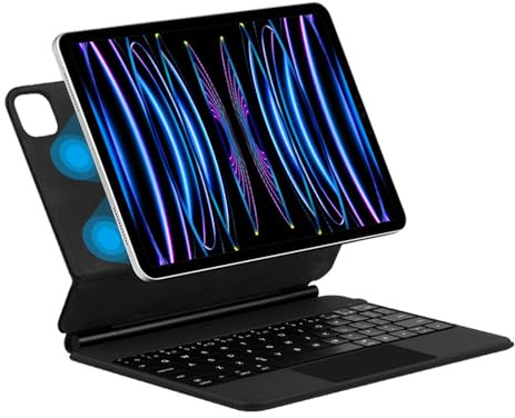 FAYGAOAI Funda con Teclado para iPad Air de 11 Pulgadas (M3 2025 / M2 2024) y Pro de 11 Pulgadas (1ª/2ª/3ª/4ª generación), Contiene Ñ, Soporte Magnético Flotante, Teclado Retroiluminado a Color,Negro
