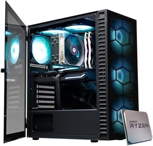 EMCA4 Computer Gaming PC Assemblato Ryzen 5 7500F fino a 5Ghz - RX 9060XT 16GB - SSD M.2 1TB nvme - Ram 32GB DDR5 6000Mhz - ARGB - Windows 11 - WIFI - Bluetooth