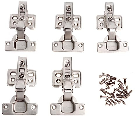 HAMPPLIES 5stücke Teiliges Edelstahl Starke Möbel-scharniere Hydraulisch Gedämpft Verdeckte Montage Inkl Schrauben Geräuscharm Für Küchenschranktüren Heavy Duty Concealed Door Hinges