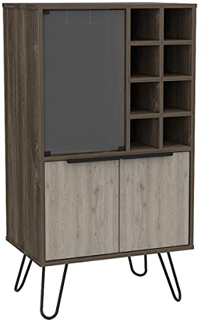 Wine Cabinet Drinks Storage Unit with Metal Legs and Glass Door for Bottle and Glassware Organisation
