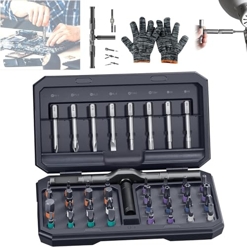 42 in 1 Magnetic Screwdriver Sets,Magnetic Drive Tool with Detachable Ratcheting Handle,Multi Bit Ratchet Screwdriver Set,Multi Bit Ratcheting Screw Driver Set with Storage Case Repair Tool (Black)