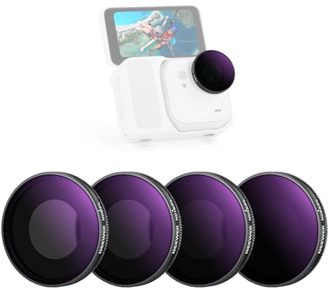 NEEWER Polarized ND Filter Set Compatible with Insta360 GO Ultra (ND8/PL ND16/PL ND32/PL ND64/PL), Screw On Neutral Density Polarizer Lens Filter HD Optical Glass Action Camera Accessories, FL-C52