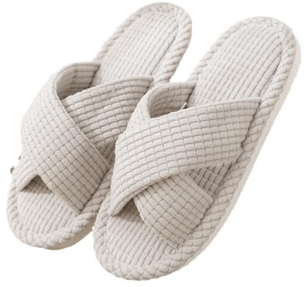Alexis Leroy Zapatillas de Estar por Mujer Felpa Punta Abierta Chanclas Pantuflas de Casa Cómodos Beis 36-37 EU