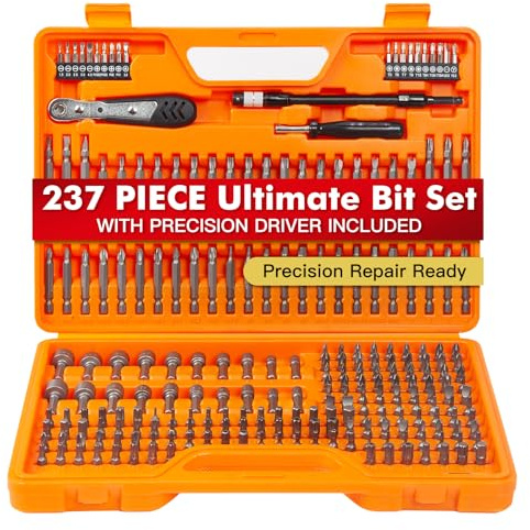 237-Piece Professional Precision Screwdriver Bit Set Kit,Chrome Vanadium Steel Impact Driver Bit Set, Security Bits Nut Driver,Ratchet Wrench and Bits Holder