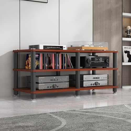 LHXLSH Mobile Stereo, Giradischi Vinili Vintage, Supporto Per Media Componente, Casse Giradischi, Sintoamplificatore, For Giradischi Soggiorno(Brown,50cm/19.7in)