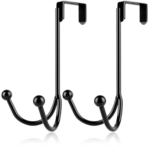 2 pièces Porte Manteau pour Porte Crochet Double, Robuste Crochet de Patere Porte Manteau Porte, Porte Manteaux Facile à Utiliser, Patère de Porte à Suspendre pour Placard, Salle de Bain, Cuisine