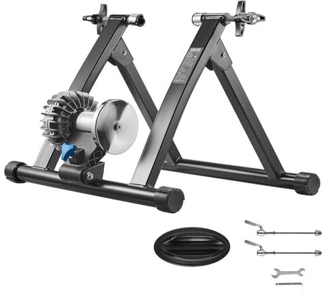 VEVOR Support d'Entraînement pour Vélo Intérieur Roues 66-73,7 cm et 700C, Base d’Entraînement à Fluide, Simulateur de Vélo Pliable, avec Broche à Dégagement Rapide, pour Vélo de Route, Noir