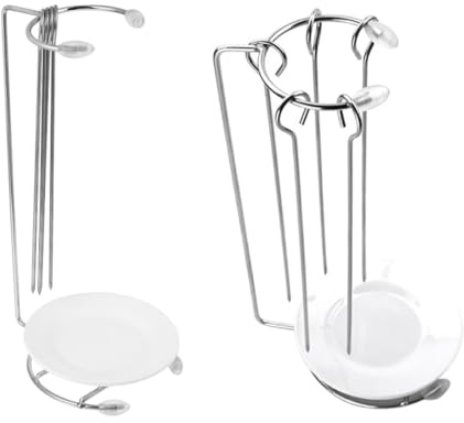 IWOWHERO 2 Juegos Estantes de Acero Inoxidable para Brochetas de Barbacoa con Soportes Colgantes y Bandeja Antigoteo Utensilios Duraderos para Cocina y Parrilla
